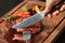 KitchenMonster® Steakmes Damascus 23.5 cm - Steakmessen van 67 lagen Damascus Staal met Rozenhout Handvat