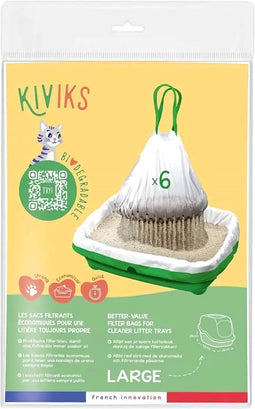 Kiviks Kattenbakzak - Kattenbakzak met zeef - Kattenbakzakken met filter - Zak voor grote kattenbak - 6 stuks - L