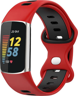 imoshion Siliconen sport bandje - Geschikt voor Fitbit Charge 6, Charge 5 - Rood - One Size