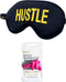 SMUG Slaapmasker met Roze Oordopjes - 100% Verduisterend - Verstelbaar Oogmasker in Satijn - Hustle Print