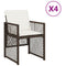 Tuinstoelen 4 st met kussens poly rattan bruin