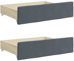 vidaXL - Opberglades - bed - 2 - st - bewerkt - hout - en - fluweel - donkergrijs