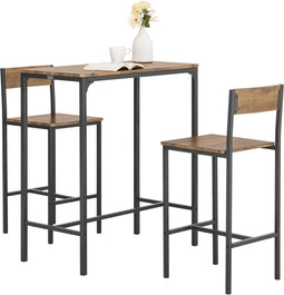 SoBuy OGT03-XL Bartafel - 3-delige set met 2 krukken - Houten composiet - Naturel