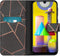 iMoshion Hoesje Geschikt voor Samsung Galaxy M31 Hoesje Met Pasjeshouder - iMoshion Design Softcase Bookcase - Goud / Zwart / Black Graphic