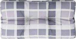 vidaXL - Palletkussen - ruitpatroon - 80x40x12 - cm - stof - ruitpatroon - grijs