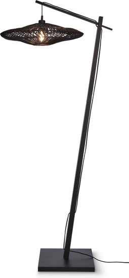 GOOD&MOJO Vloerlamp Zanzibar - Bamboe/Rotan Zwart - 73x55x176cm - Modern - Staande lampen voor Woonkamer - Slaapkamer
