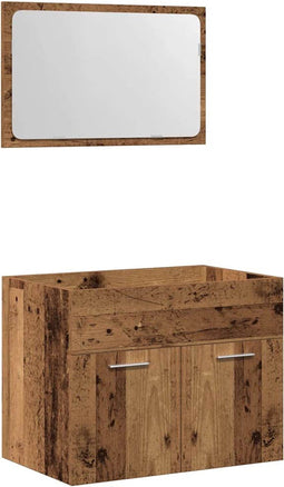 vidaXL - 2-delige - Badkamermeubelset - bewerkt - hout - oud - houtkleurig