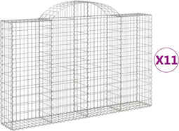 vidaXL - Schanskorven - 11 - st - gewelfd - 200x30x120/140 - cm - ijzer