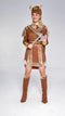 dressforfun - Vikingleidster S - kostuum jurk met cape riem hoed laarskappen bruin - 301354
