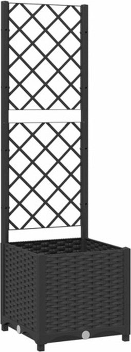 vidaXL - Plantenbak - met - latwerk - 40x40x136 - cm - polypropeen - zwart