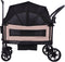 Cabino Waggie Bolderkar Opvouwbaar - 2 Zitjes - Inclusief Duwstang Trekbeugel Drinkbeker - Max. 44 kg - Zwart/Taupe
