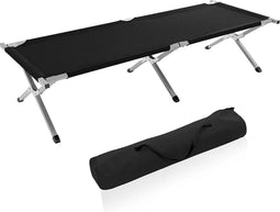 INTIMO Garden Veldbed XL - 190 cm - Zwart Stretcher / Veldbed - Ideaal voor campings, festivals en reizen - Inclusief handig draagtas