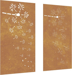 vidaXL - Wanddecoratie - tuin - 2 - st - bloemenontwerp - 105x55 - cm - cortenstaal