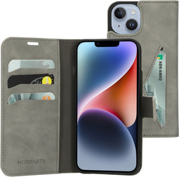Mobiparts iPhone 14 - Classic Wallet Case - Ruimte voor pasjes - Granite Grey