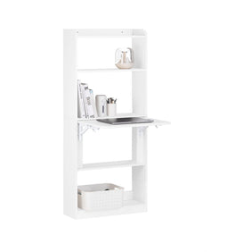 SoBuy FWT92-H-W - Opvouwbaar bureau - Werktafel met opbergruimte - Wit 64x145x58cm
