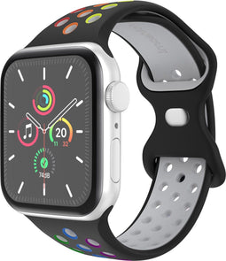 imoshion Sport⁺ bandje - Geschikt voor Apple Watch 1, 2, 3, 4, 5, 6, 7, 8, 9, 10 (42 mm), SE - 38/40/41 mm - Black Rainbow - S/M