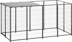 vidaXL - Hondenkennel - 2,42 - m² - staal - zwart