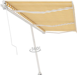 vidaXL - Luifel - vrijstaand - handmatig - uittrekbaar - 600x300 - cm - geel - en - wit