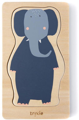 Trixie Houten 4-lagen dierenpuzzel - Eerste speelgoed baby - vanaf 1 Jaar - Educatief - Voor Jongens & Meisjes