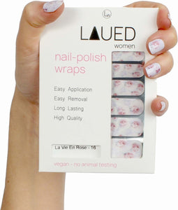 LAUED Nagelstickers - Nail Wraps - 16 Extreem Dunne Nagellak Stickers - Manicure Nail Art Folie - La Vie En Rose
