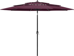 vidaXL - Parasol - 3-laags - met - aluminium - paal - 3 - m - bordeauxrood