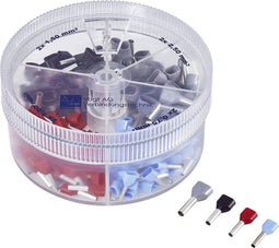 Vogt Verbindungstechnik 737060 Assortiment dubbele adereindhulzen 0.75 mm² - 2.50 mm² Grijs, Rood, Zwart, Blauw 200 stu