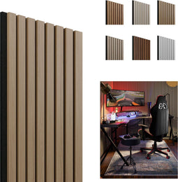 Perel Akoestisch wandpaneel - 1250 x 300mm - Geluidsabsorberend Eik-Zwart (set van 4)