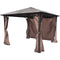 vidaXL - Prieel - met - gordijn - 300x300 - cm - aluminium - bruin