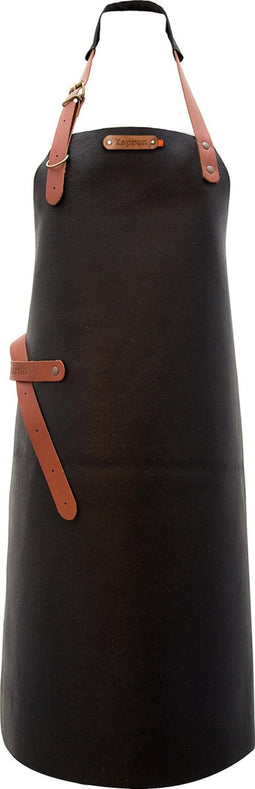 Xapron luxe leren (BBQ) schort Kansas - kleur Black (zwart)