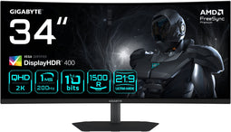 Gigabyte G34WQC2 - Monitor 34" - 3440x1440 200Hz VA Gebogen - Zwart