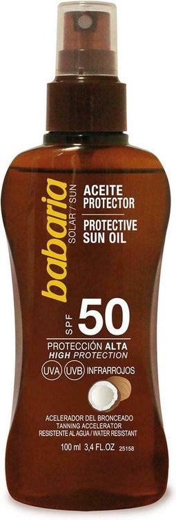 Babaria Protective Sun Oil Spf50 With Tahitian Monoï Oil 100ml