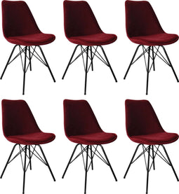 Kick kuipstoel Velvet rood - zwart frame - set van 6
