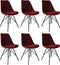 Kick kuipstoel Velvet rood - zwart frame - set van 6