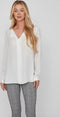 VILA VILUCY LS SHIRT - Doorknoop blouse - V-hals - M