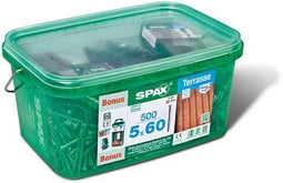 SPAX Terrasschroef Bonus set - 5 x 60 mm - 500 stuks - fixeerschroefdraad cilinderkop T-STAR plus T25 CUT-punt