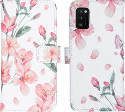 iMoshion Hoesje Geschikt voor Samsung Galaxy A41 Hoesje Met Pasjeshouder - iMoshion Design Softcase Bookcase - Wit / Roze / Blossom Watercolor