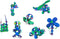 Clixo Crew - Magnetisch speelgoed - Flexibele onderdelen met spinner accessoires - Blauw/groen (30 stuks)