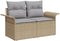 vidaXL - 2-zits - tuinbank - met - kussens - in - beige - poly - rattan