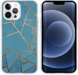 iMoshion Hoesje Geschikt voor iPhone 13 Pro Hoesje Siliconen - iMoshion Design hoesje - Blauw / Meerkleurig / Goud / Blue Graphic