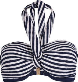 Sapph Roadtripper - Padded Bandeau Dames Bikinitopje - Navyblauw-witgestreept - Maat 70G