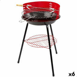 Barbecue Draagbare Aktive Hout Ijzer Ø 38 cm 37 x 61 x 45 cm (6 Stuks) Rood
