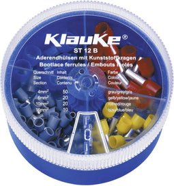 Klauke ST12B Assortiment adereindhulzen 4 mm², 6 mm², 10 mm², 16 mm² Deels geïsoleerd Grijs, Geel, Rood, Blauw 100 onde