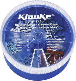 Klauke ST13B Assortiment adereindhulzen 0.25 mm², 0.34 mm², 0.5 mm², 0.75 mm², 1 mm² Deels geïsoleerd Lichtblauw, Turqu