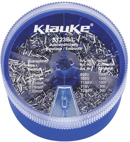 Klauke ST23B Assortiment adereindhulzen 0.25 mm², 0.34 mm², 0.5 mm², 0.75 mm², 1 mm² Ongeïsoleerd Zilver 4000 onderdele