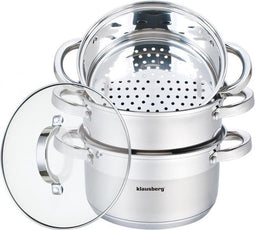 Klausberg 7142 - stoompan - 4 delig - 22cm - rvs - alle warmtebronnen