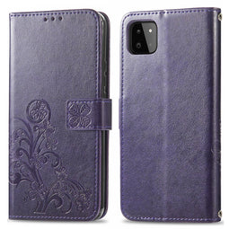 Klavertje Bloemen Bookcase voor de Samsung Galaxy A22 (5G) - Paars