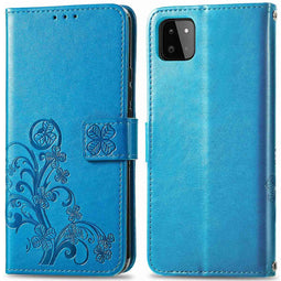Klavertje Bloemen Bookcase voor de Samsung Galaxy A22 (5G) - Turquoise
