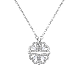 Klavertje vier - Ketting - Ketting Dames - Ketting Hartje - Klavertje Vier Ketting - Ketting met hanger - Cadeau voor Valentijn - Cadeautjes voor vriendin - Zilverkleurig RVS