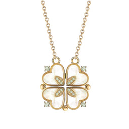 Klavertje vier - Ketting - Ketting Dames - Ketting Hartje - Klavertje Vier Ketting - Ketting met hanger - Cadeau voor Valentijn - Cadeautjes voor vriendin - Goudkleurig RVS (Parel)