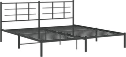 vidaXL - Bedframe - met - hoofdbord - metaal - zwart - 200x200 - cm